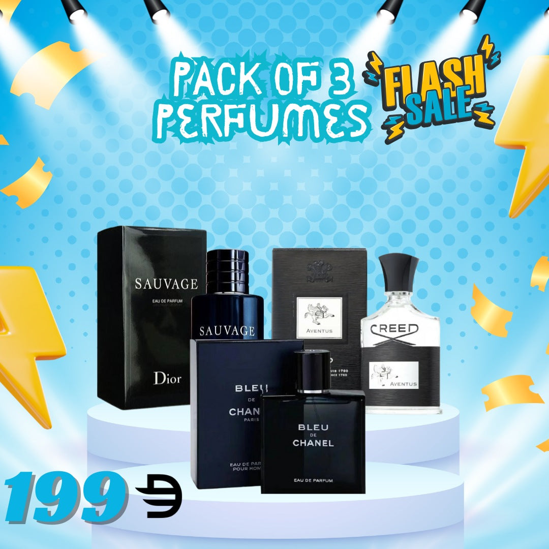 Pack of 3 For Men (Dior Sauvage + Creed Aventus + Blue De Chanel)