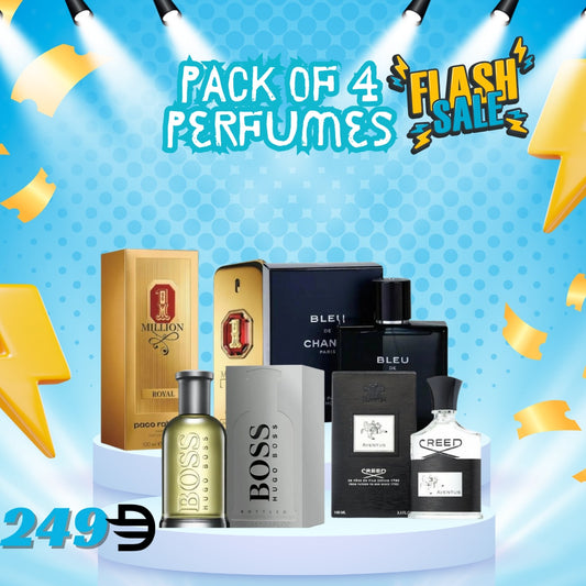 Pack of 4 For Men ( 1 Million + Blue De Chanel + Creed Aventus + Hogo Boss)