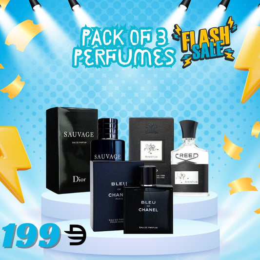 Pack of 3 For Men (Dior Sauvage + Creed Aventus + Blue De Chanel)